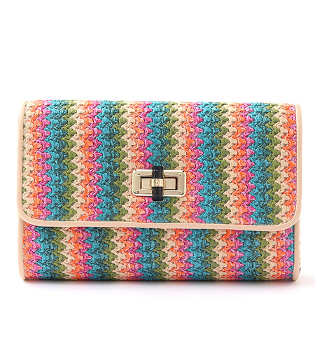 (LL ACCESSORIES) B1027G MULTI STRIPE CLUCH BAG