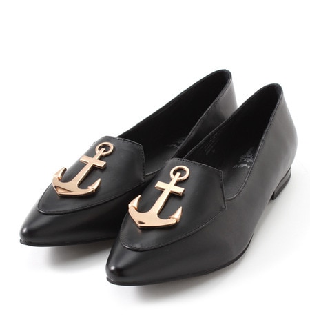 (JEFFREY CAMPBELL FOR ROSE BUD) HA:F1366 METAL ANCHOR FLAT SHOES