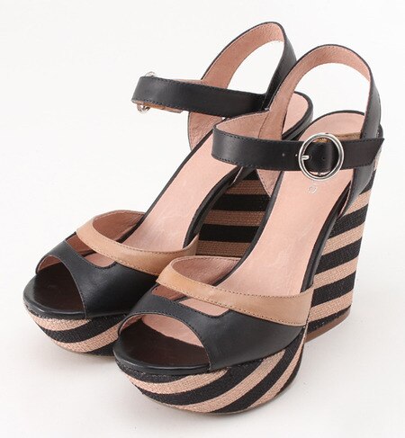 SWS200-32 PLATFORM STRIPE RAFFIA SANDAL