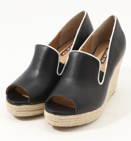 (ALL BLACK)MCM201309-11 OPEN TOE WEDGE SHOES