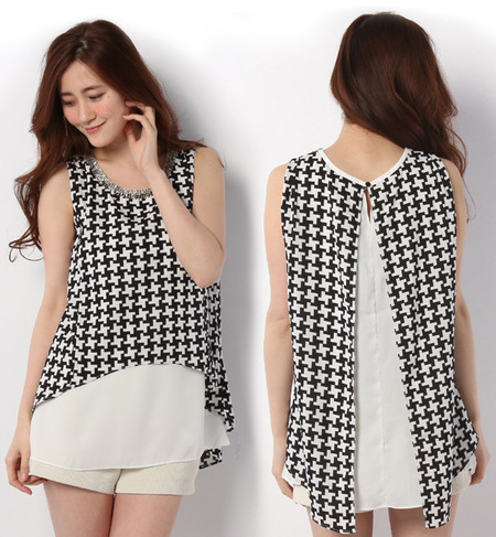 【店頭人気アイテム】LBL-14117 BEADED/N SHORT TANK BLOUSE