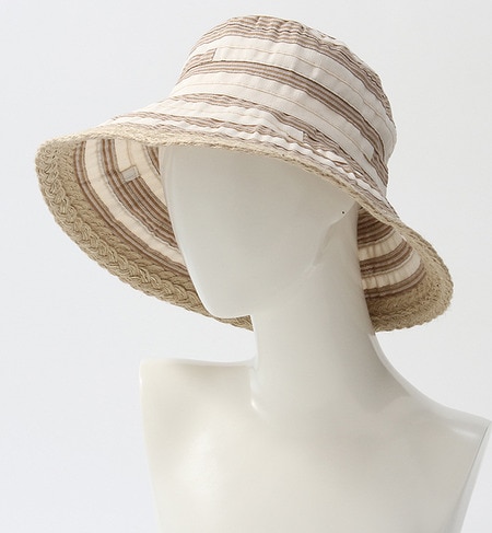 (BETTINA)16435 JUTE PIPING STRIPE HAT