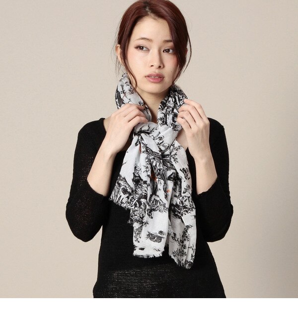 (RS SCARVES)RR7000 TOILE AND SKULL COTTON SCARF