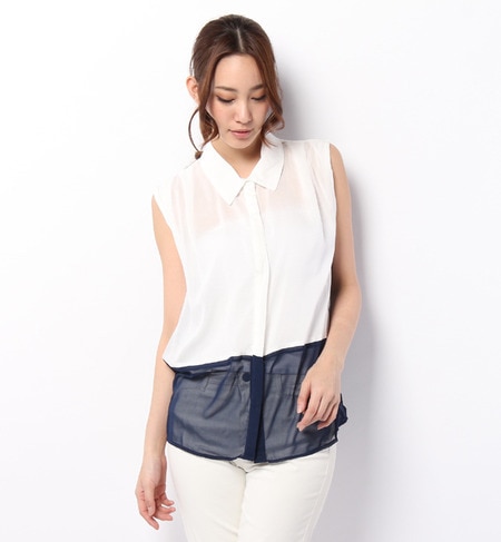 LSH-14105 2-TONE SLEEVELESS SHIRT