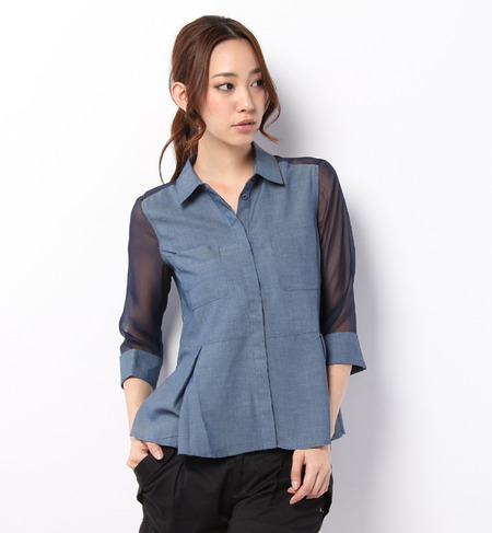 LSH-14119 PEPLUM 3/4 SLV. SHIRT