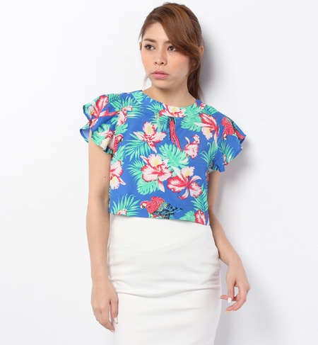 LBL-14301 RUFFLE SLV. CROPPED BLOUSE