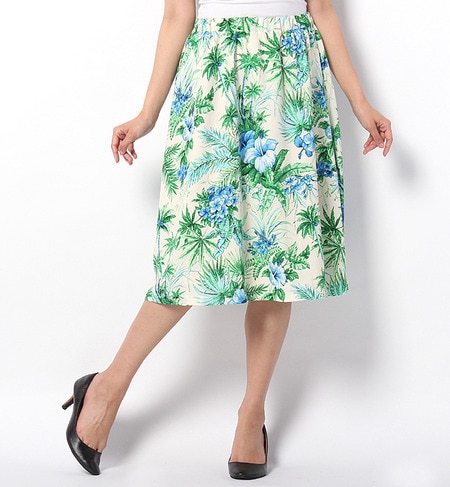 S-LSK-14110 W/ELASTIC MID CALF SKIRT