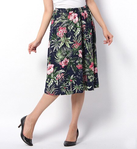 S-LSK-14110 W/ELASTIC MID CALF SKIRT