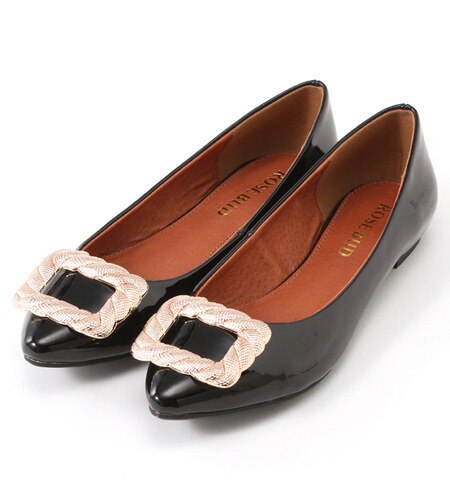 B310-27 METAL FRONT PATENT FLAT SHOES