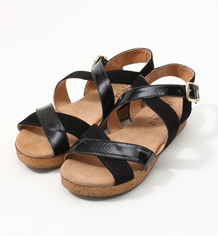 (KAREN LIPPS)23841 JIMMY DBL CROSS FLAT SANDAL