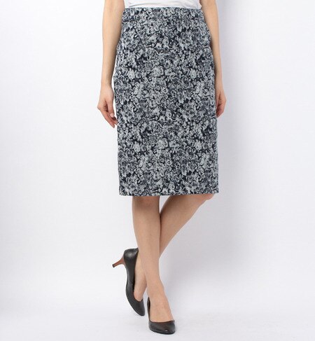 LSK-14137 FLOWER JQ JUST/W PENCIL SKIRT