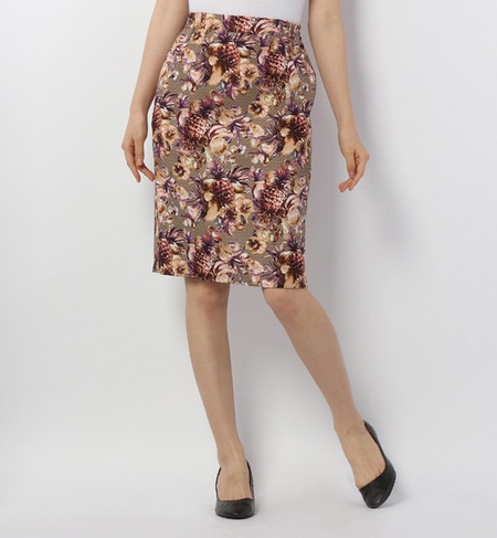 LSK-14130 TROPICAL FRUITS PT PENCIL SKIRT