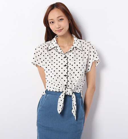 S-LSH-14106 DOT PRINT FRONT TIE H/S SHIRT
