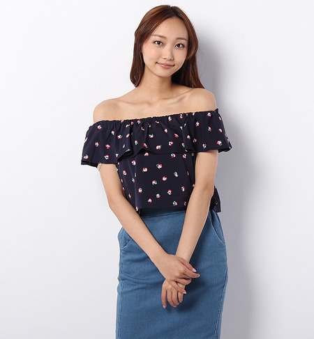 S-LBL-14105 OFF SHOULDER RUFFLE BLOUSE