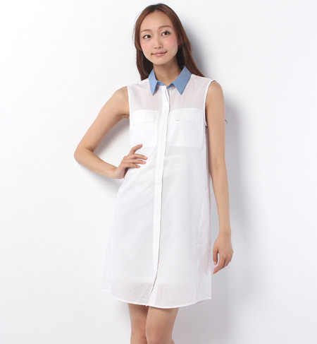 【店頭人気アイテム】LOP-14146 SLV-LESS SHIRT DRESS