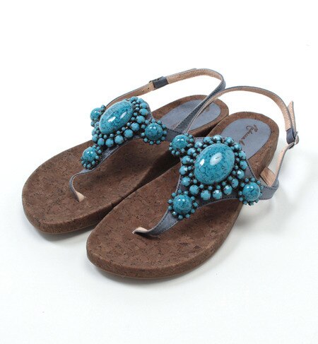 (REBECCA WHITE) A12-9 JEWELRY FLAT SANDAL