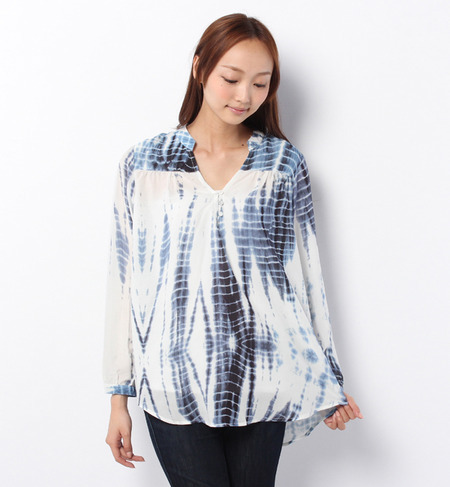 S-LBL-14108 RAYON TIE DYED L/S BLOUSE