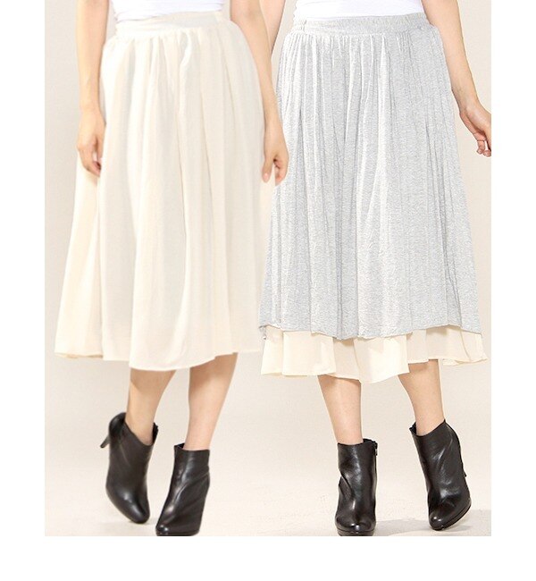 【ローズ バッド/ROSE BUD】 LSK-14140 RIVERSIBLE GATHERED LONG SKIRT [送料無料]