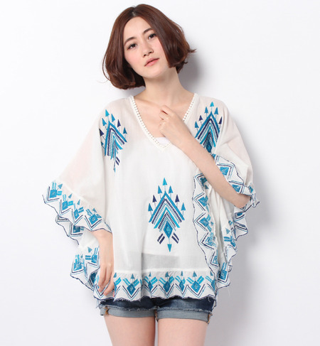 (ATOLL PALME)43368 EMBROIDERY PONCHO BLOUSE