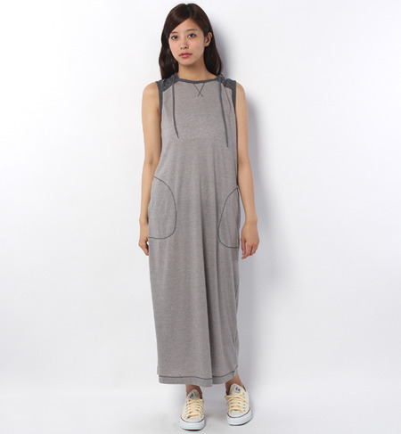LCTO-14151 HOODED SLV-LESS MAXI DRESS