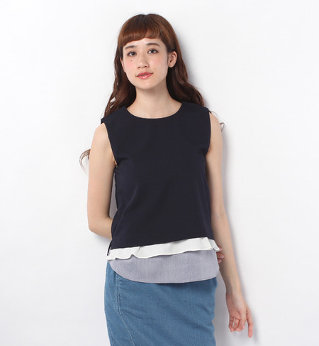 LBL-14206 C/N SLV-LESS LAYERED BLOUSE
