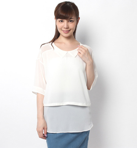 S-LBL-14202 3/4 SLV LAYRED P/O BLOUSE