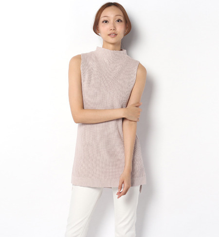 LK-14218 HI-NECK SLVLESS TUNIC