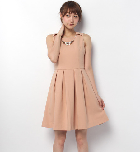 LOP-14207 SLEEVE-LESS TUCKED BIJOU DRESS