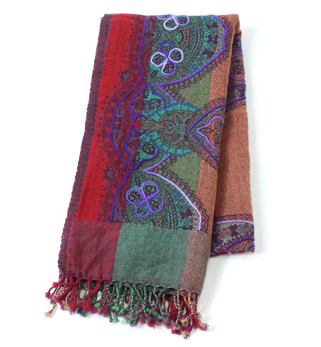 (JAYRAM EXPORT)J11002/E PAISLEY EMB TWIST FRINGE SCARF