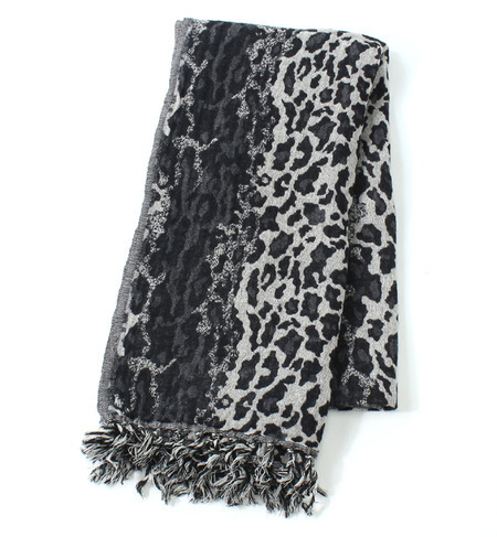(JAYRAM EXPORT)J12007 LEOPARD TOWEL FRINGE SCARF