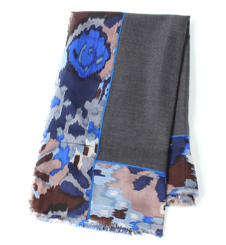 (NALINI ORIGINALS)NOT-10440A WOOL MELANG GMTRC SILK BRDR SCARF