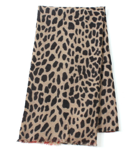 (NALINI ORIGINALS)NOP-10369 MELANGE WOOL W/LEOPARD SCARF