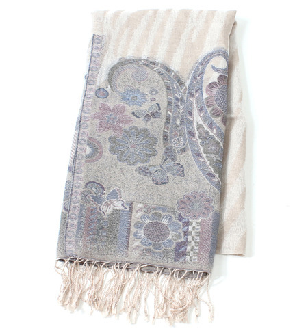 (NALINI ORIGINALS)NK-13266A PAISLEY BORDER/ZEBRA SCARF