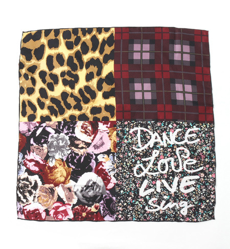 (CODELLO)#42082002 SILK TWILL DANCE-LOVE-PATCH SCARF