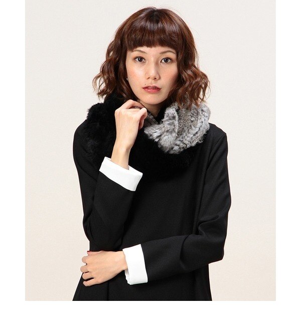 【ローズ バッド/ROSE BUD】 LR-14202 2-TONE RABBIT SNOOD [送料無料]