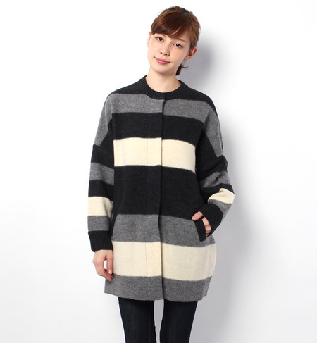 LK-14266 WOOL BORDER KNITTED COAT
