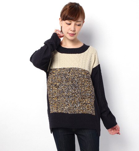 LK-14239 BI-COLOR CABLE KNIT P/O