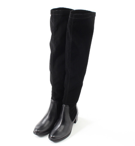 (LUZZI)679/LTHR+LYCRA PLAIN KNEE-HI BOOTS