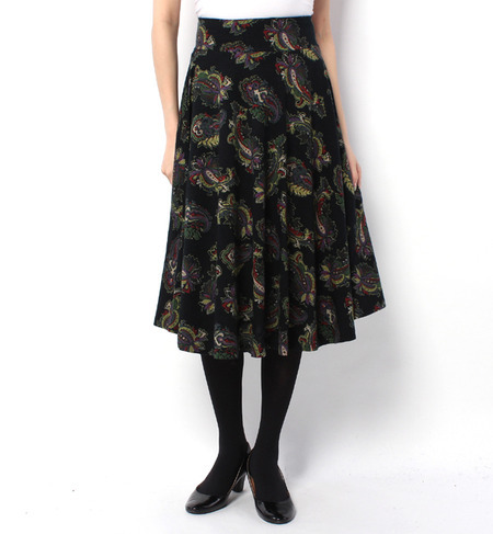 LCTB-14234 BACK ZIP MIDI FLARE SKIRT