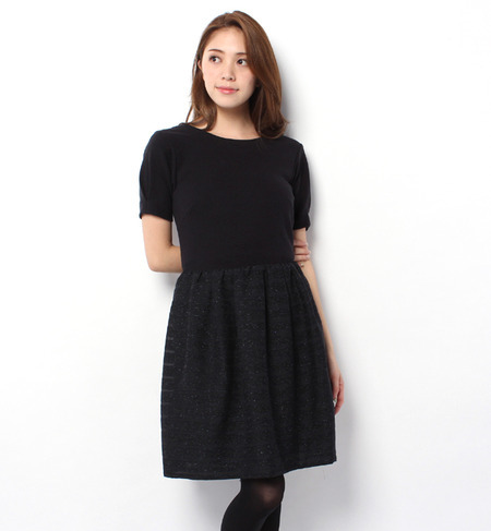 LOP-14216 HALF SLV. CUT COMBI DRESS