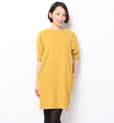 LOP-14219 CROSS JQ TUCKED SLV.DRESS