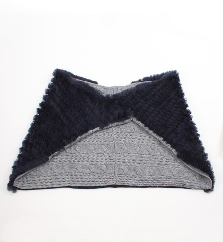 LK-14263 RABBIT CABLE KNIT 2WAY SHAWL