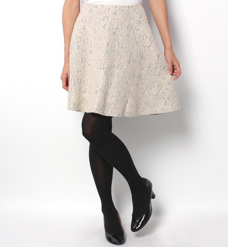 LSK-14225 BACK ZIP FLARE LACE SKIRT