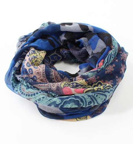 (CODELLO)#42093801 POLY LOOP SCARF PAISLEY-MILITARY