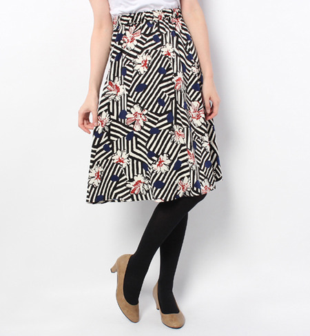 LSK-14217 W/ELASTIC MID CALF SKIRT