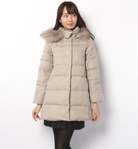 LC-14219 CHAMBRAY RACCOON HOODED COAT