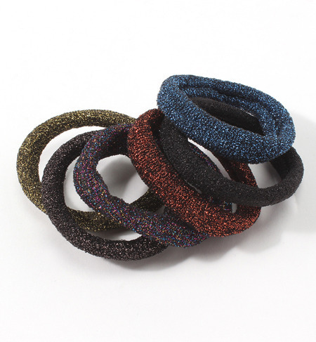 (LL ACCESSORIES)3SZ003 METALIC HAIR ELASTICS (SET OF 6)