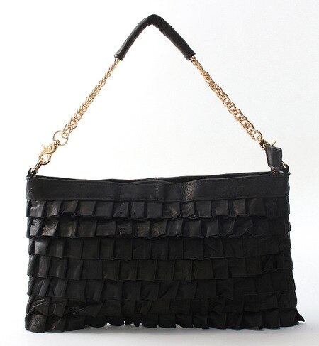 R-1863 FRILL LEATHER SMALL BAG