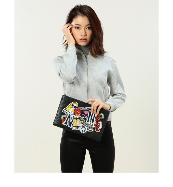 【ローズ バッド/ROSE BUD】 (LL ACCESSORIES)B1690A MULTI EMBLEM CLUTCH BAG [送料無料]