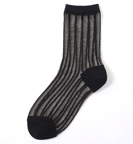 LR-15114 SEE-THROUGH STRIPE CREW SOCKS